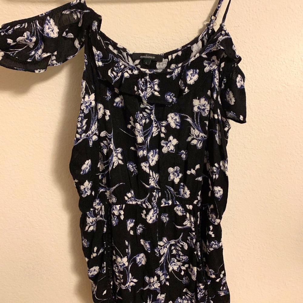 Black with Blue Flowers Romper